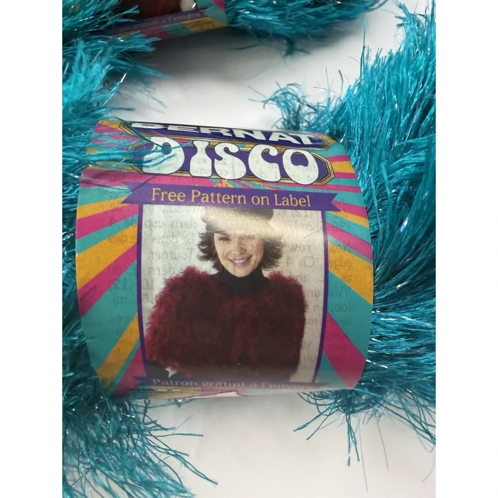Bernat Disco Yarn Aqua Velvet 67% Acetate 33% Polyester Eyelash Lot Of 6